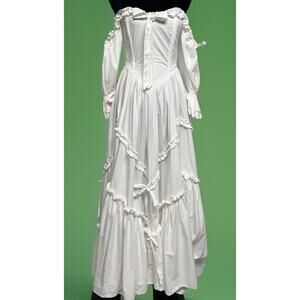 Vintage Laura Ashley Renaissance Bo Peep Wedding Dress Gown Sz 8 Prairie Bows